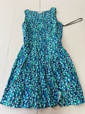 Calvin Klein Teal & Blue Printed Midi Dress